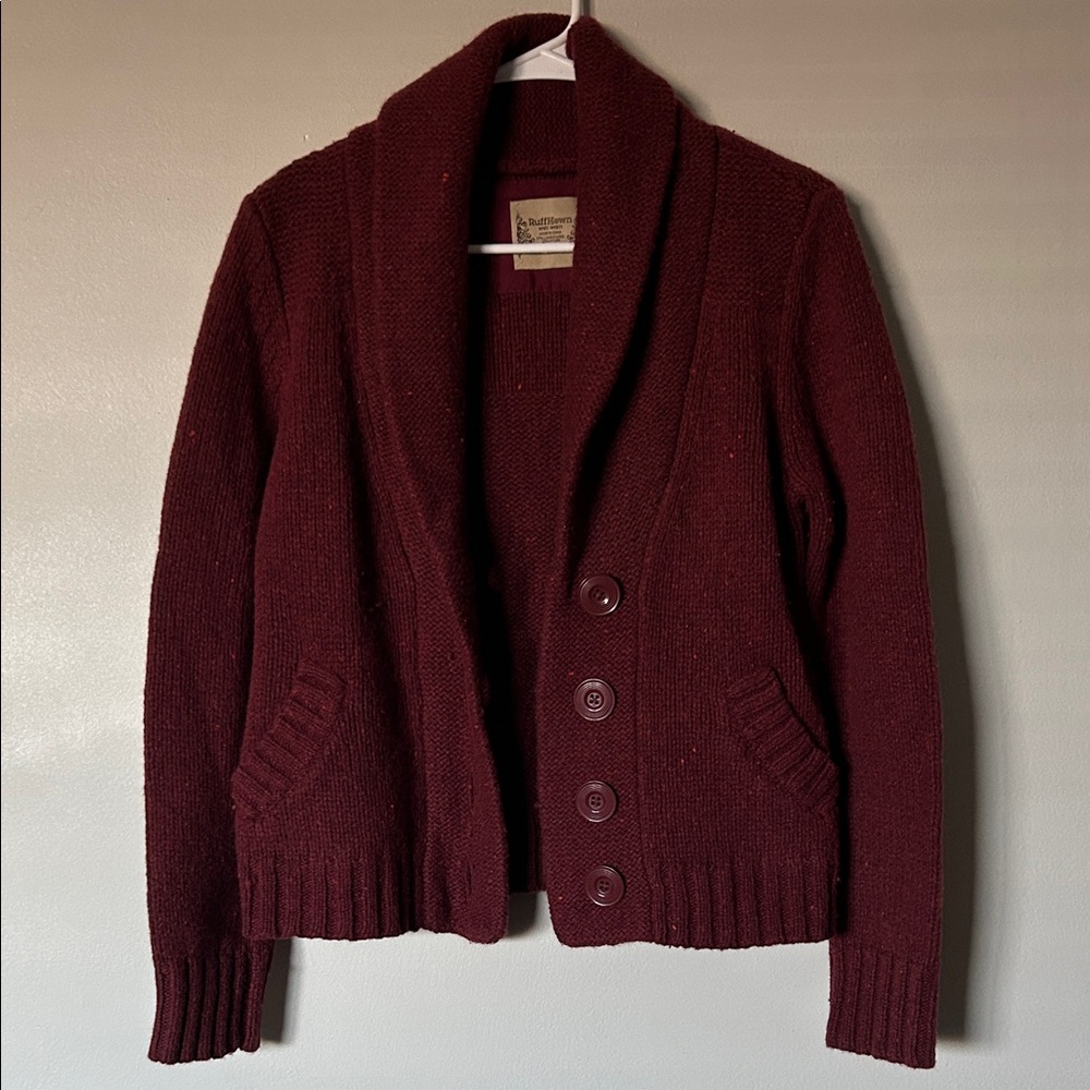 Ruff Hewn Burgundy Cardigan Sweater